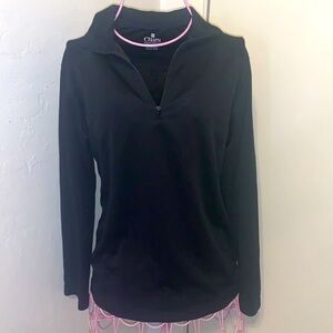 Kids Boys Chaps School Approved Black L/S half zip up shirt- Medium (10-12)